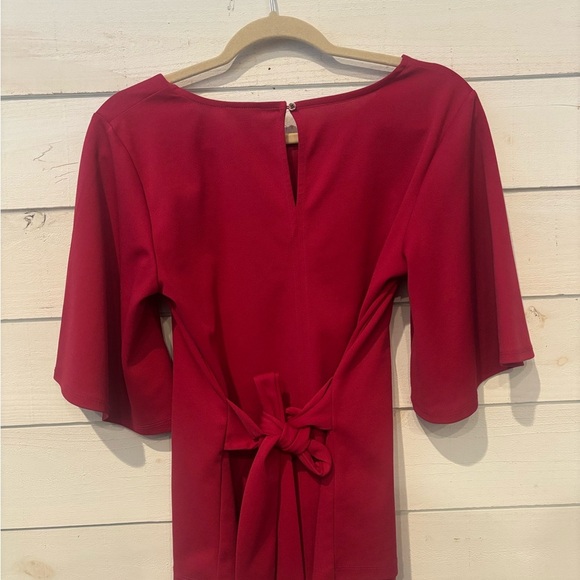Ann Taylor Factory Dark Pink/Red with adjustable Tie Front /Back Blouse - Picture 9 of 14